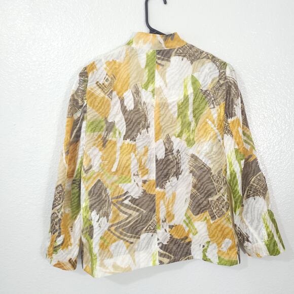 Alfred Dunner Jacket Womens Size 6 Petite Lightweight Abstract Zip Up 3/4 Sleeve - Picture 2 of 12